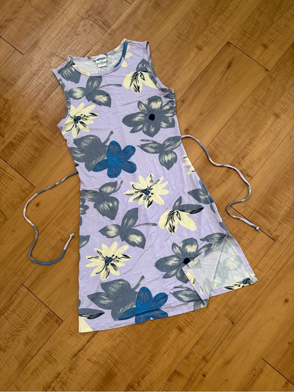 Vintage Stretch Floral Tie-Waist Mini Dress